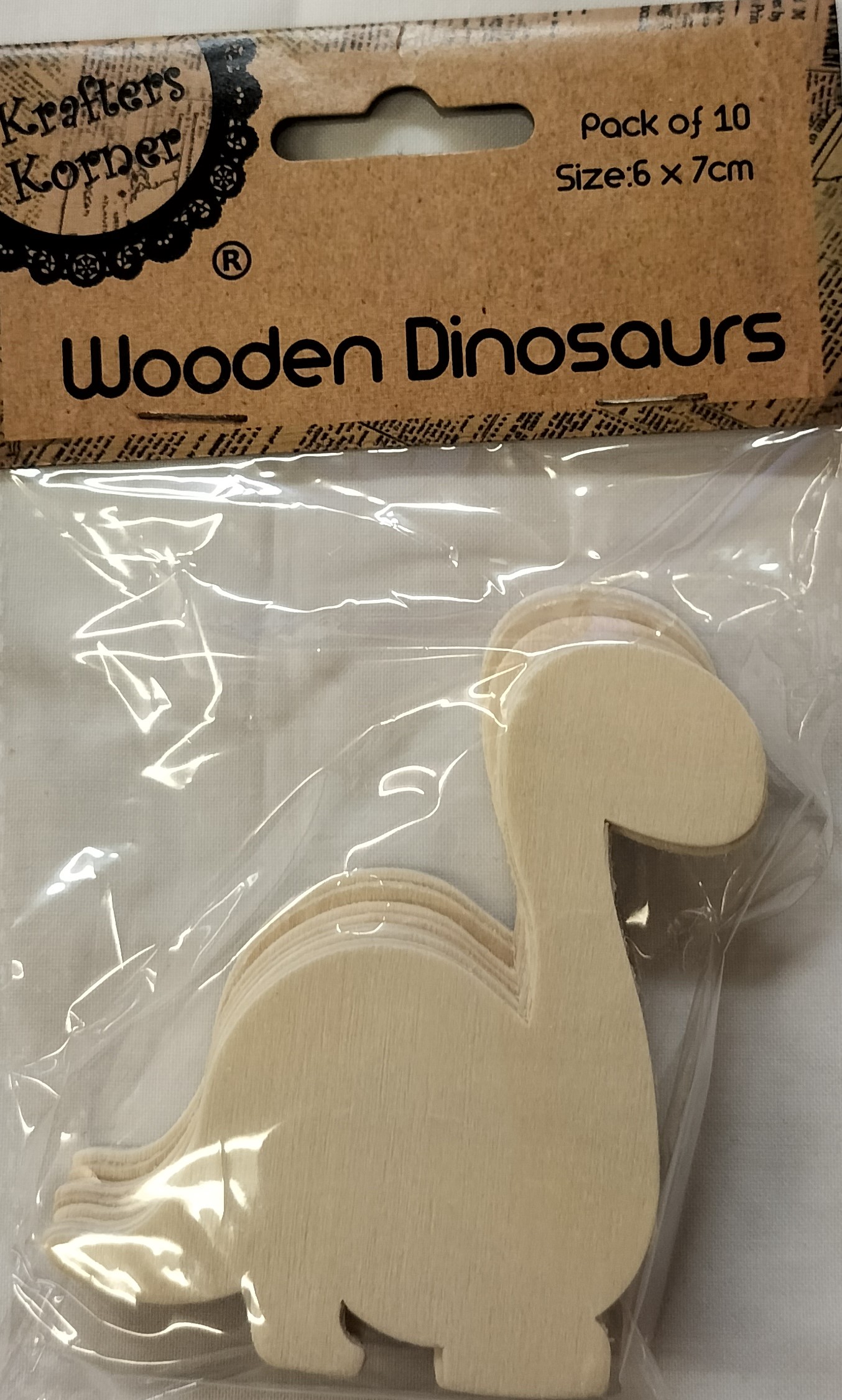 Shapes - Plywood Dinosaurs 65x75mm Pk 10 KK